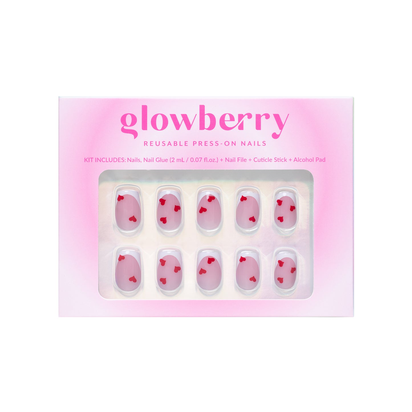 Glowberry kvaliteetsed korduvkasutatavad press-on küüned südametega!