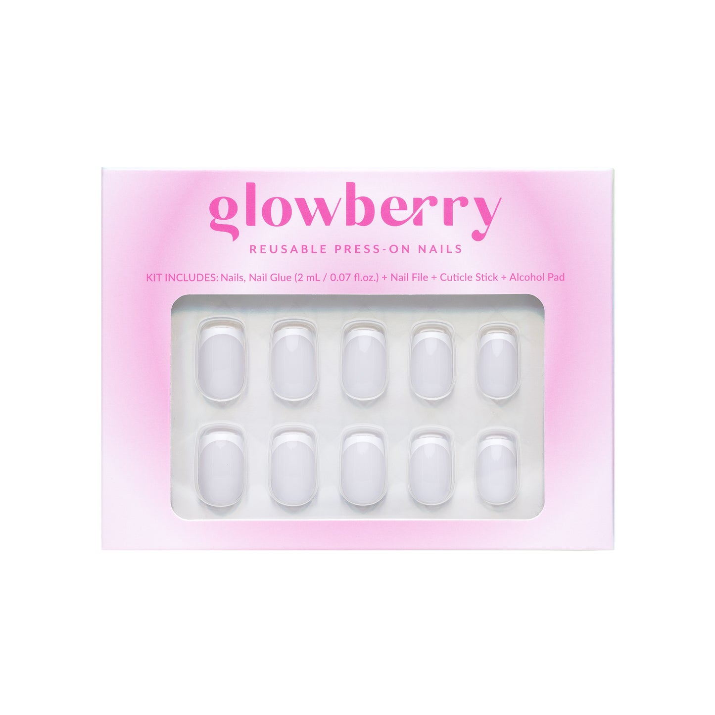 Glowberry kvaliteetsed korduvkasutatavad press-on küüned prantsuse maniküüriga!