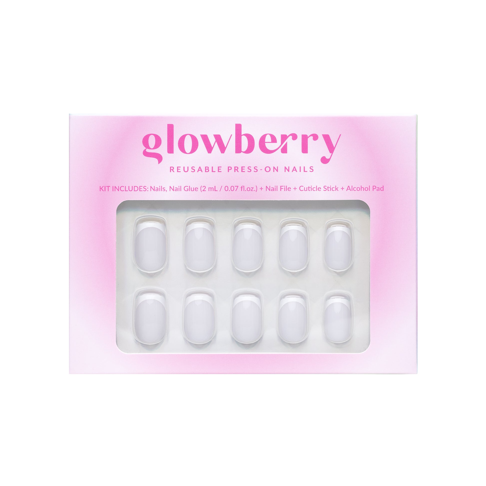 Glowberry kvaliteetsed korduvkasutatavad press-on küüned prantsuse maniküüriga!