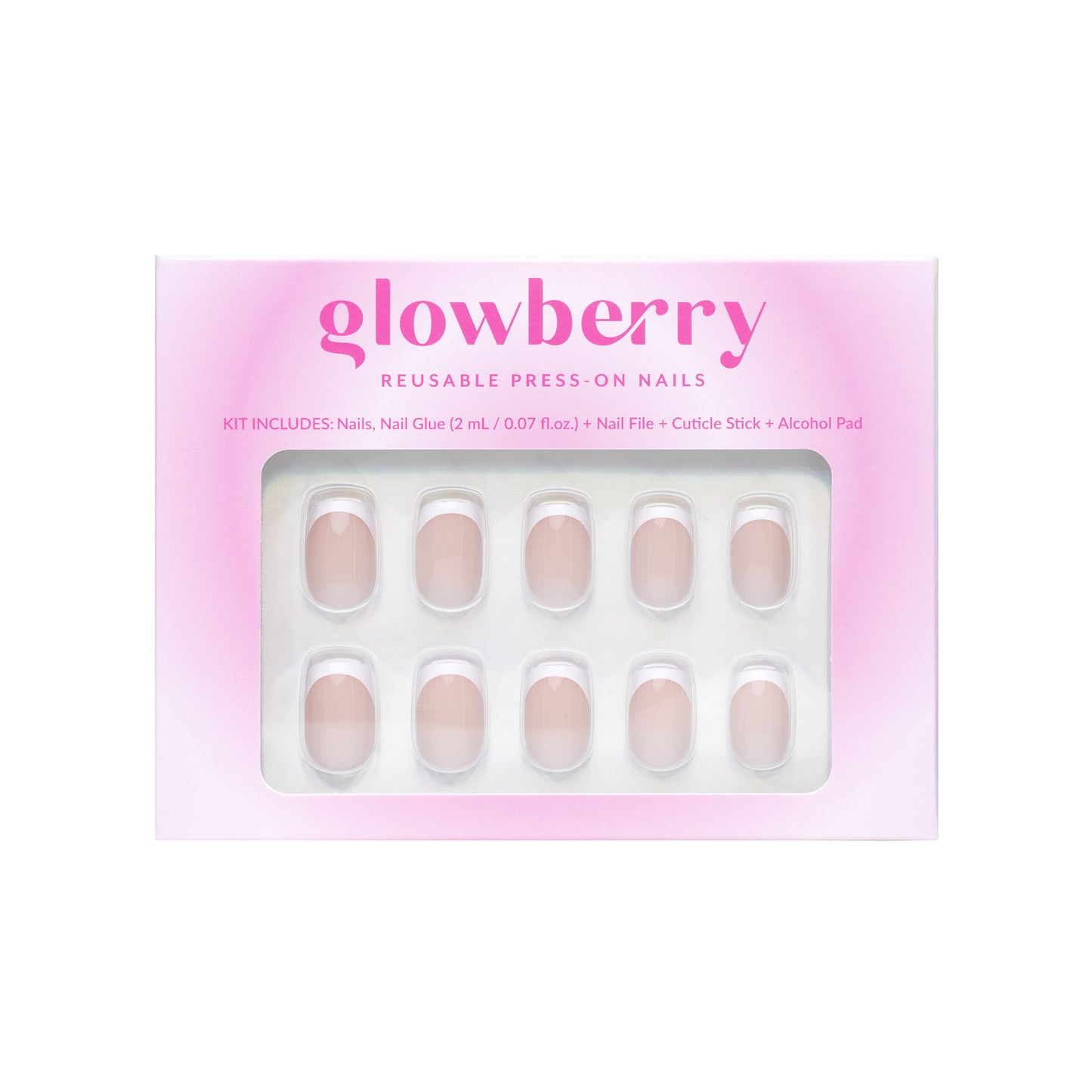 Glowberry kvaliteetsed korduvkasutatavad press-on küüned prantsuse maniküüriga!