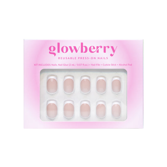 Glowberry kvaliteetsed korduvkasutatavad press-on küüned prantsuse maniküüriga!