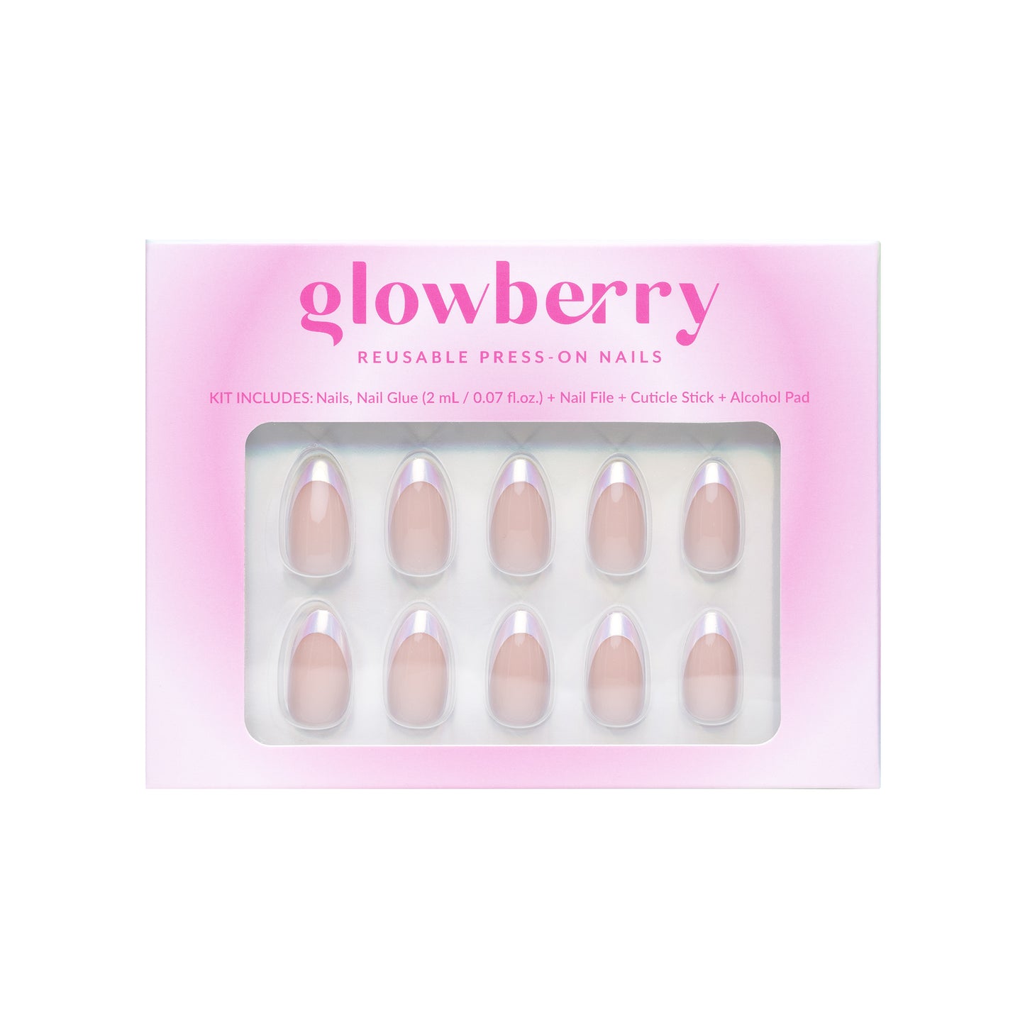 Glowberry kvaliteetsed korduvkasutatavad press-on küüned prantsuse maniküüriga!