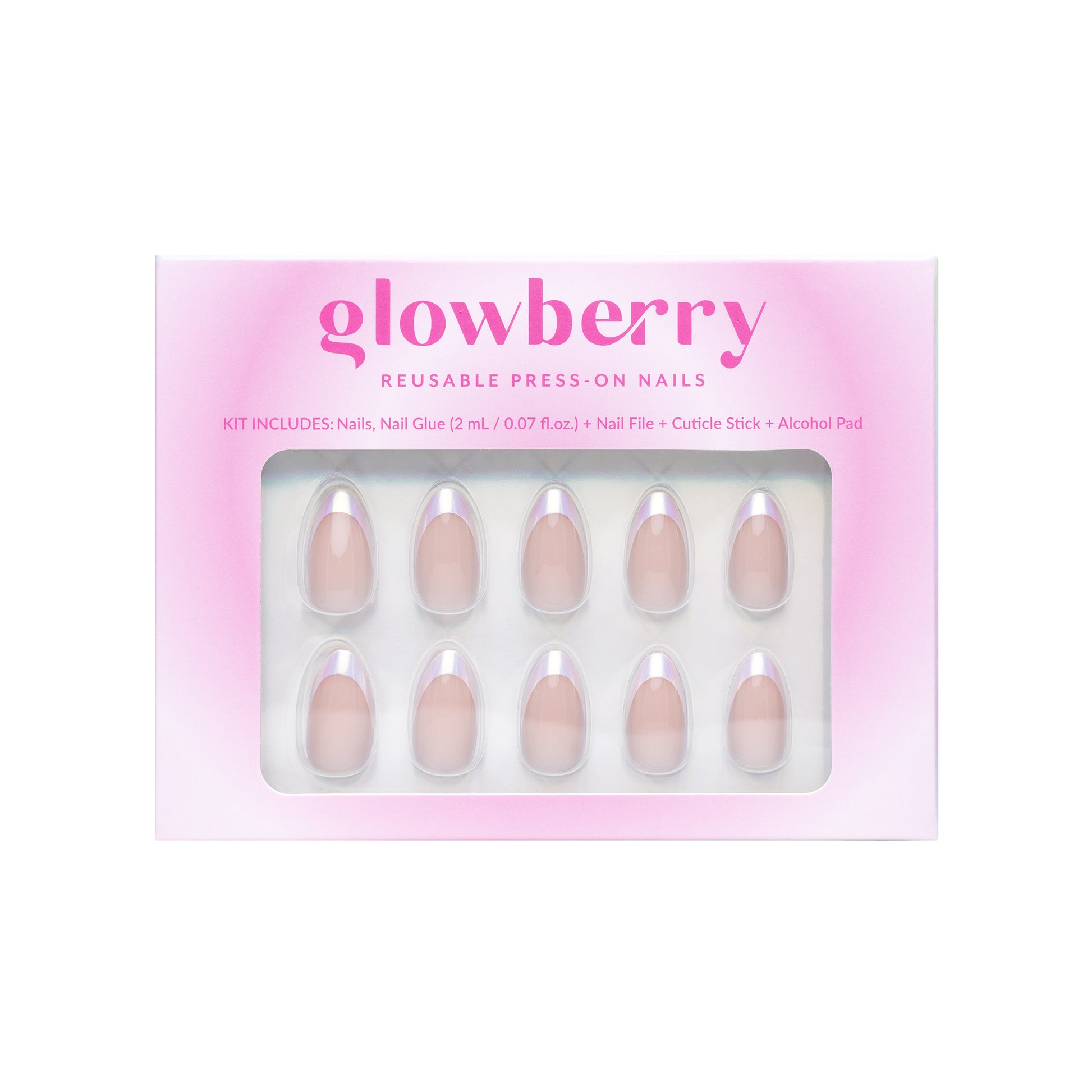 Glowberry kvaliteetsed korduvkasutatavad press-on küüned prantsuse maniküüriga!