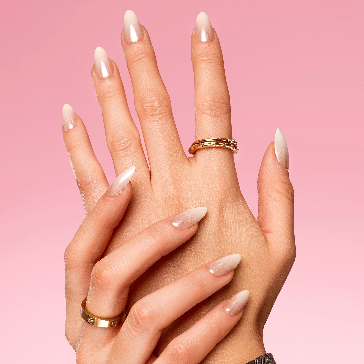 Reusable press-on nails ombre french chrome