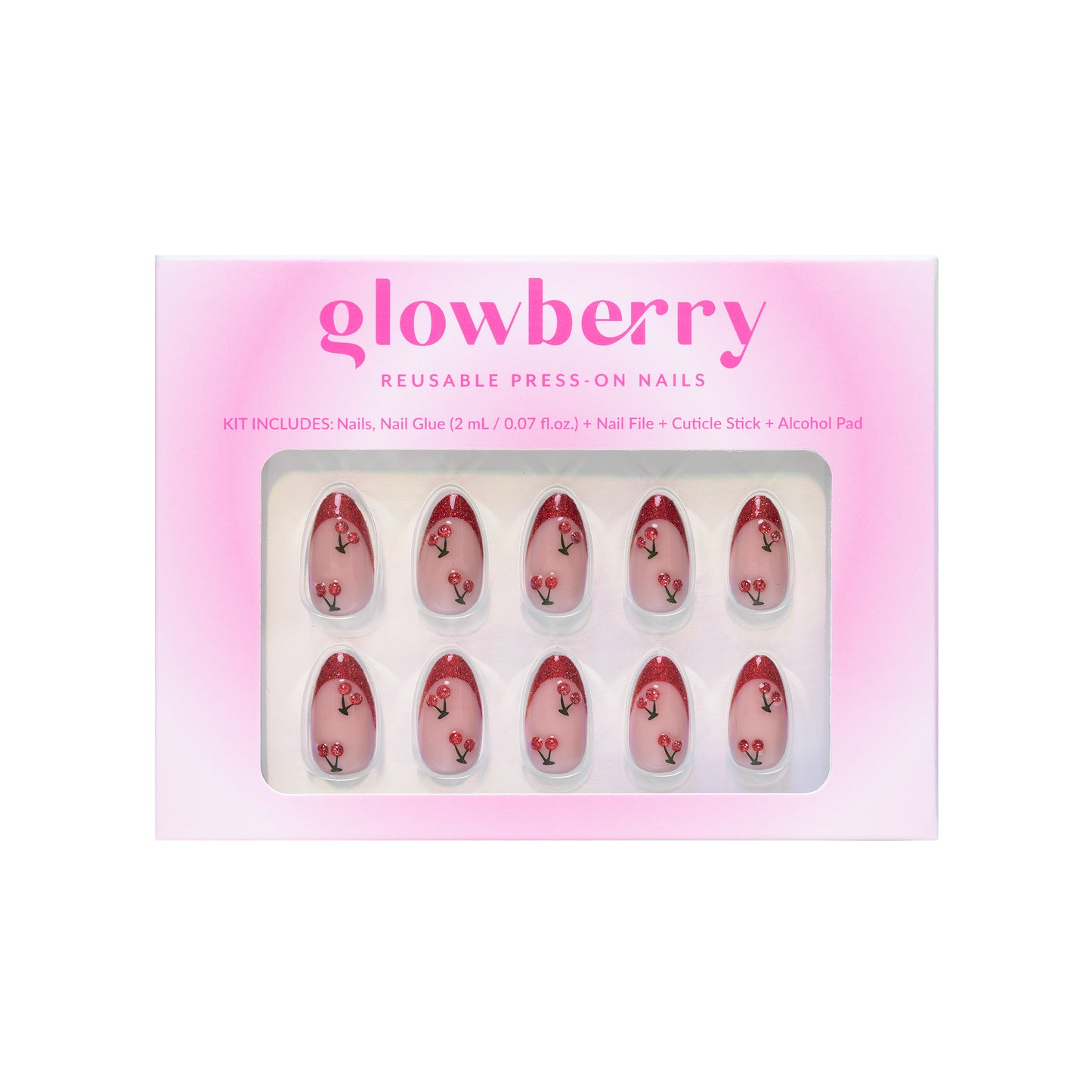 Glowberry kvaliteetsed korduvkasutatavad press-on küüned kirssidega!