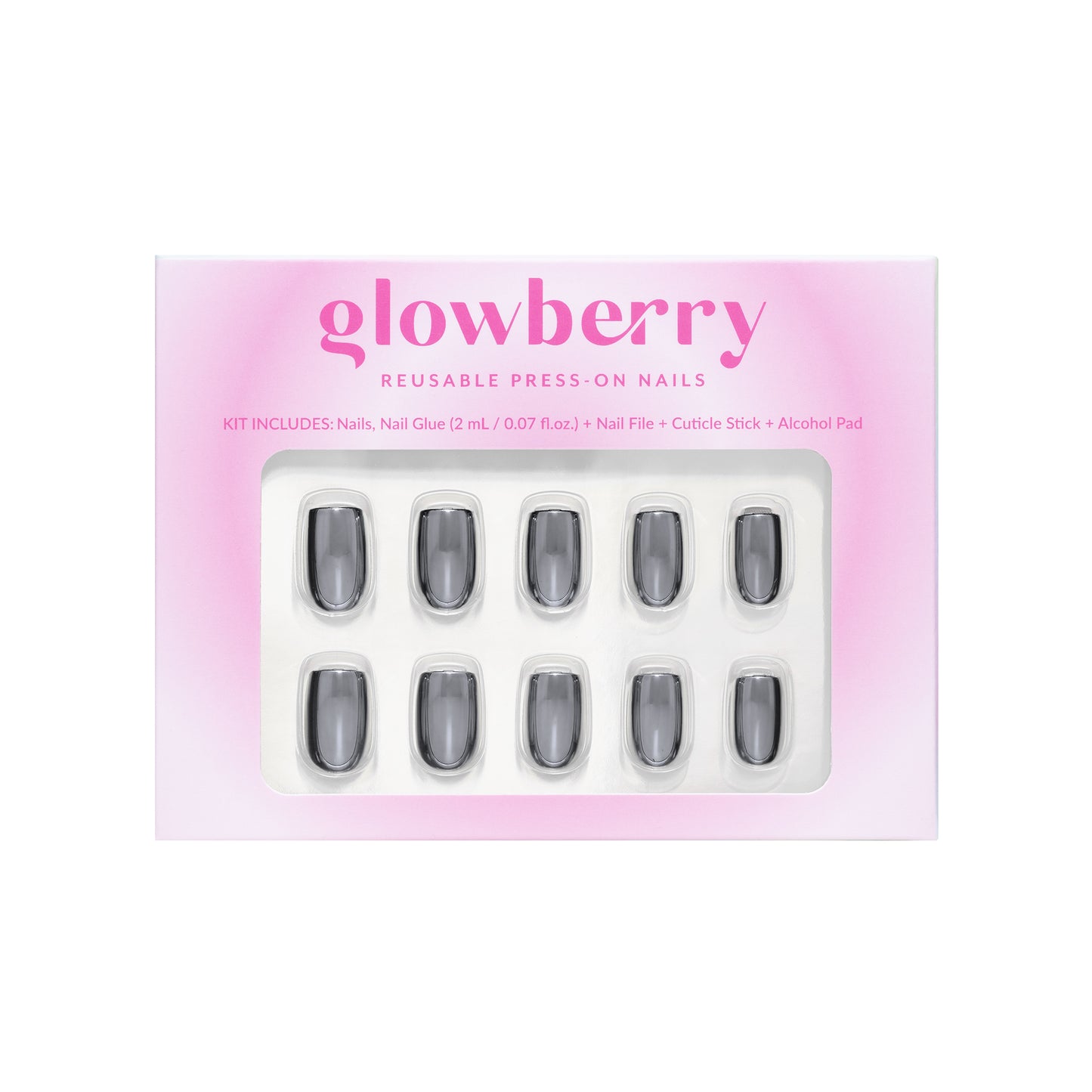 Glowberry kvaliteetsed korduvkasutatavad press-on küüned chrome stiilis!