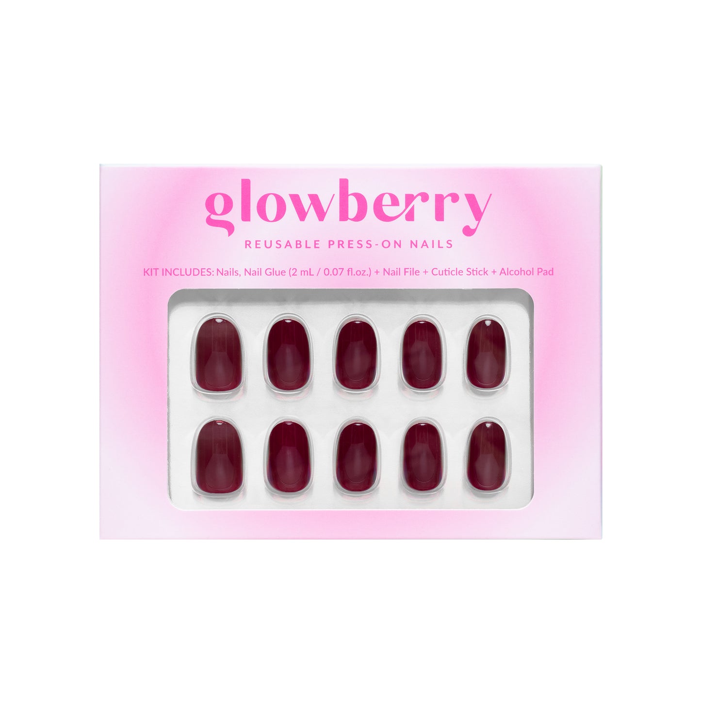 Glowberry kvaliteetsed korduvkasutatavad press-on küüned tume punast värvi!