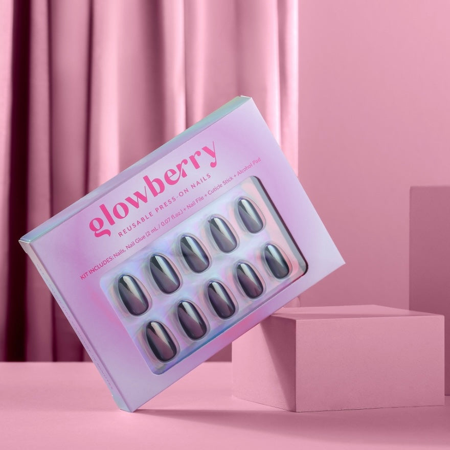 Glowberry kvaliteetsed korduvkasutatavad press-on küüned chrome stiilis!