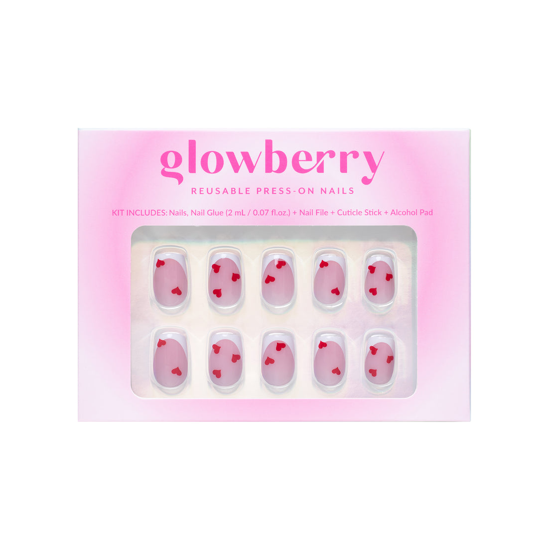 Glowberry kvaliteetsed korduvkasutatavad press-on küüned südametega!