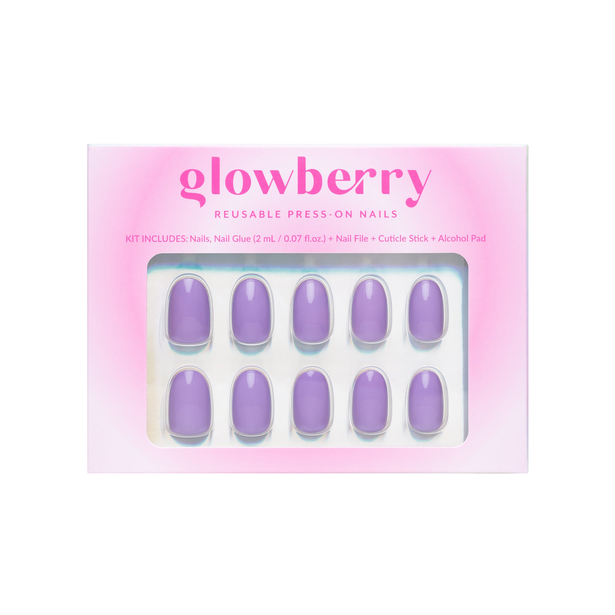 Glowberry kvaliteetsed korduvkasutatavad press-on küüned lillat värvi!