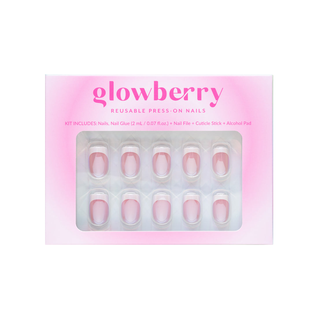 Glowberry kvaliteetsed korduvkasutatavad press-on küüned prantsuse maniküüriga!