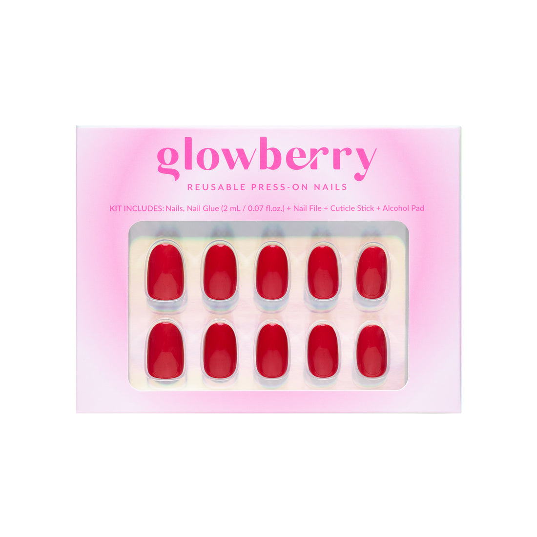 Glowberry kvaliteetsed korduvkasutatavad press-on küüned punasti värvi!