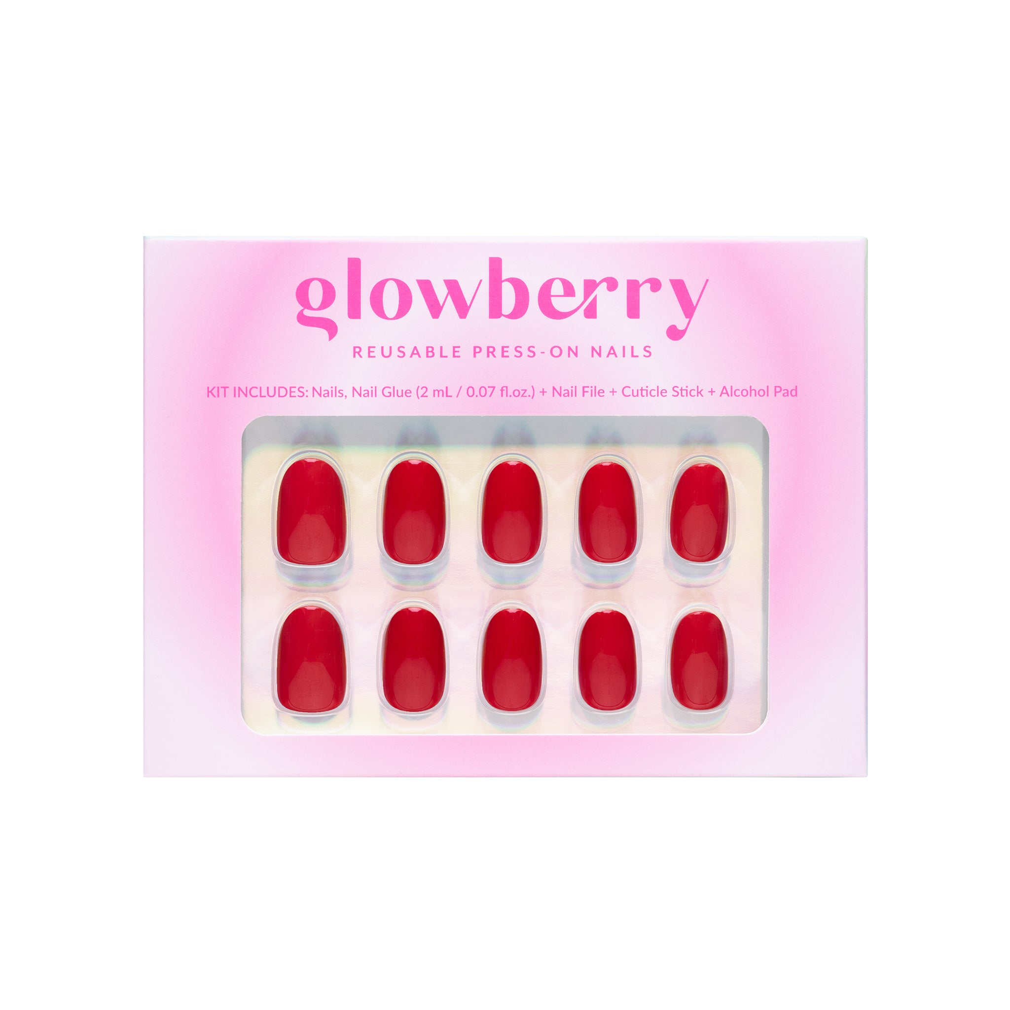 Glowberry kvaliteetsed korduvkasutatavad press-on küüned punasti värvi!