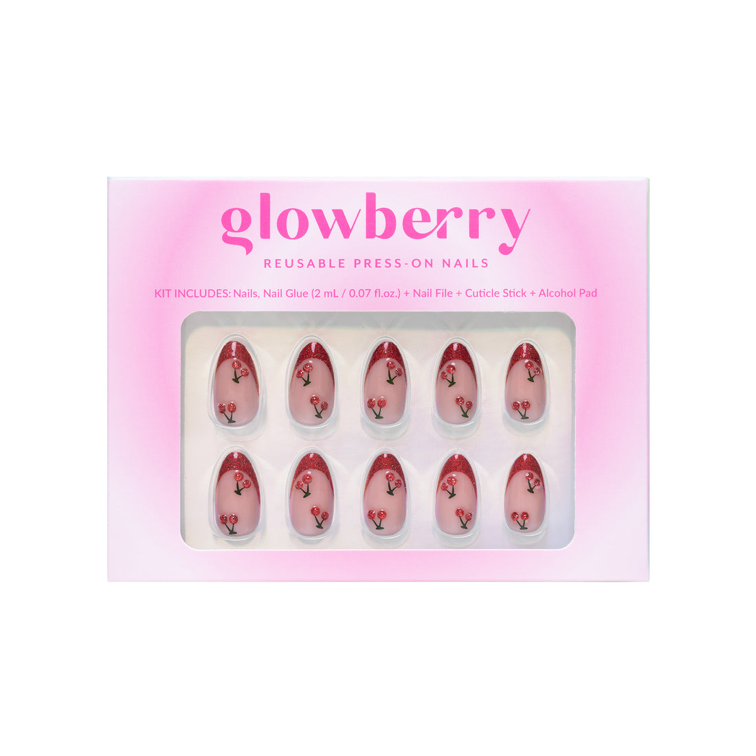 Glowberry kvaliteetsed korduvkasutatavad press-on küüned kirssidega!