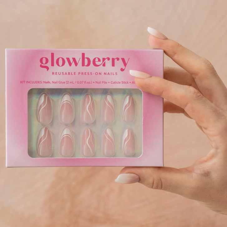 Reusable press-on nails white design